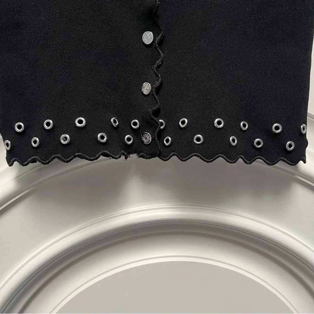 Maje Moleillety Grommet/Eyelet Cardigan w/ small unraveled bottom section - Picture 10 of 11